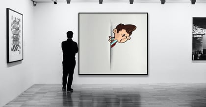 Man viewing picture in gallery