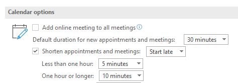 Shorter Outlook meetings