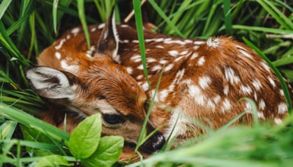 baby deer sitting in the grass 
