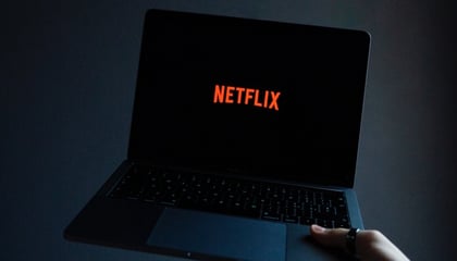 Netflix logo on laptop screen 